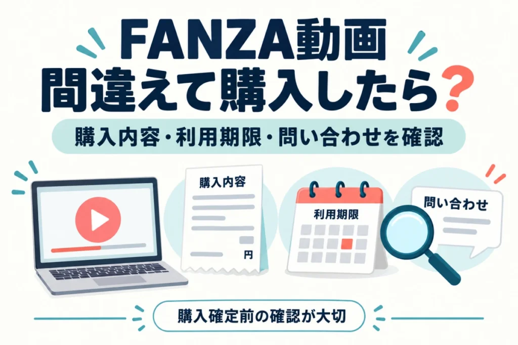 FANZA動画を間違えて購入したときに確認する購入内容・利用期限・問い合わせ方法