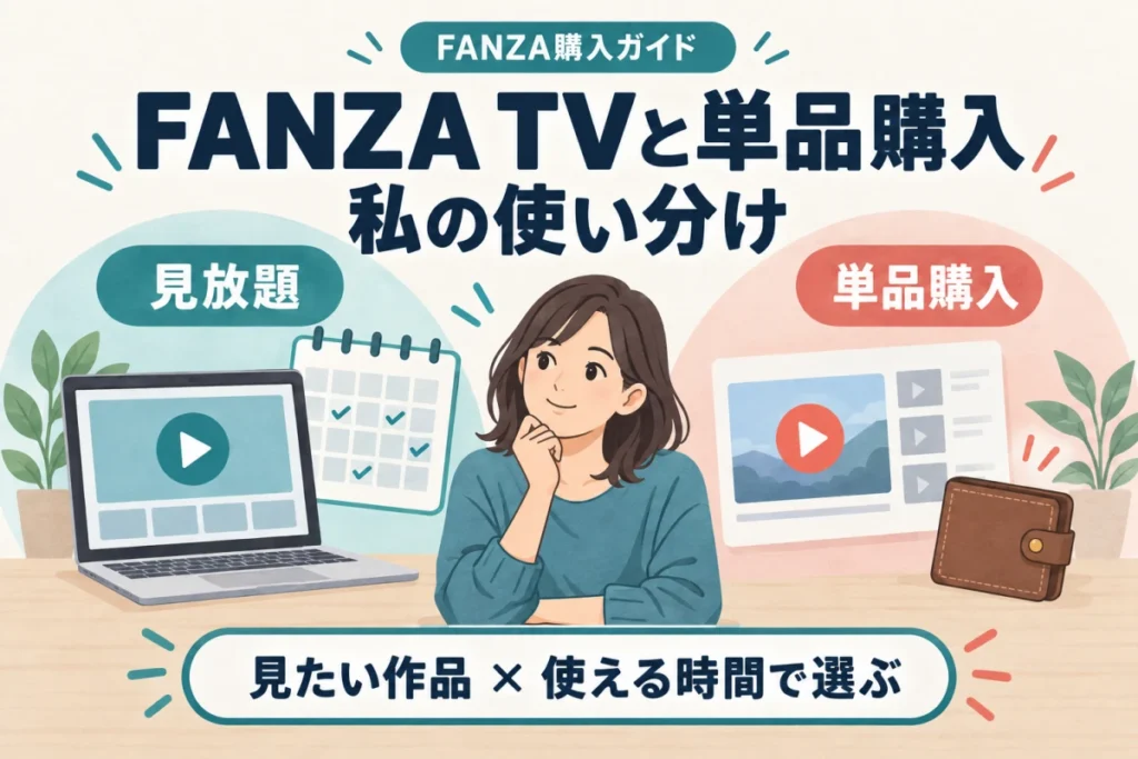 FANZA TVの見放題と単品購入を、見たい作品と使える時間で使い分けるガイド